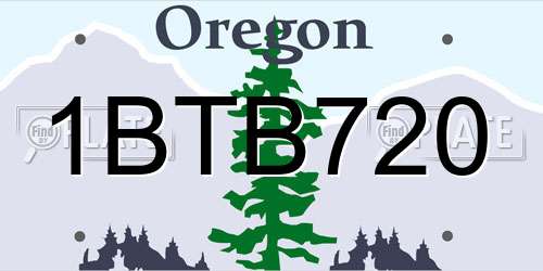 1BTB720 Oregon License Plate