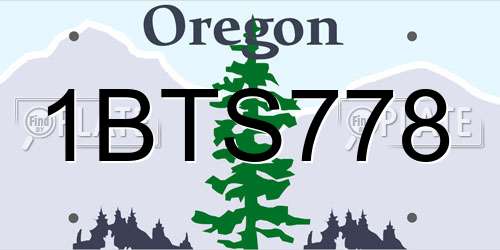 1BTS778 Oregon License Plate
