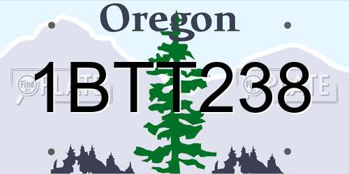 1BTT238 Oregon License Plate