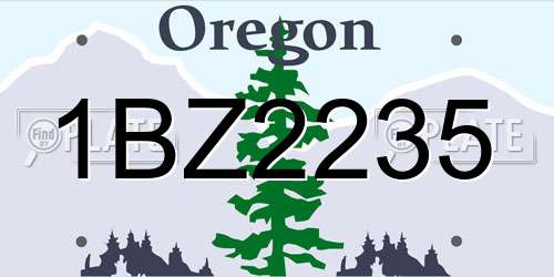 1BZ2235 Oregon License Plate