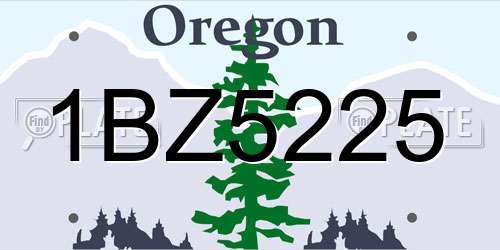1BZ5225 Oregon License Plate