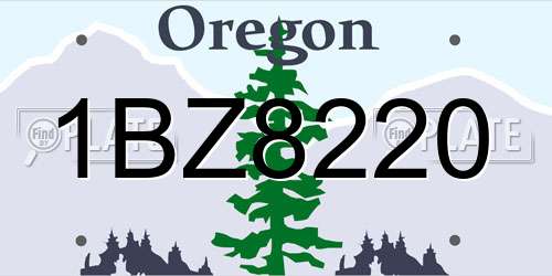 1BZ8220 Oregon License Plate