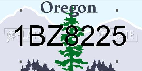 1BZ8225 Oregon License Plate