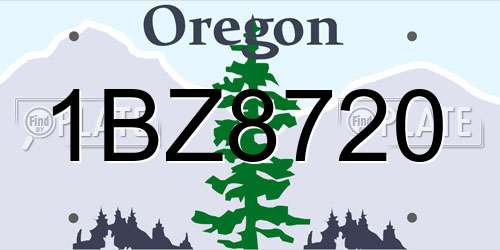 1BZ8720 Oregon License Plate
