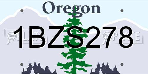1BZS278 Oregon License Plate