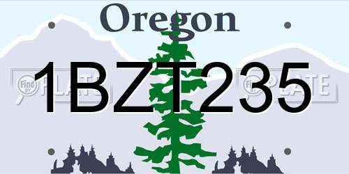 1BZT235 Oregon License Plate