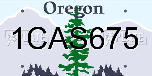1CAS675 Oregon License Plate