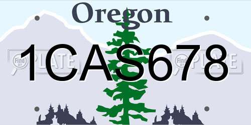 1CAS678 Oregon License Plate