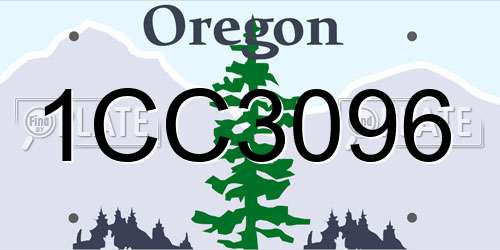 1CC3096 Oregon License Plate