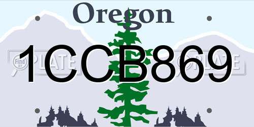 1CCB869 Oregon License Plate