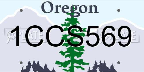 1CCS569 Oregon License Plate