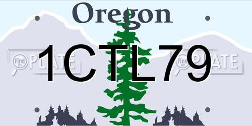 1CTL79 Oregon License Plate