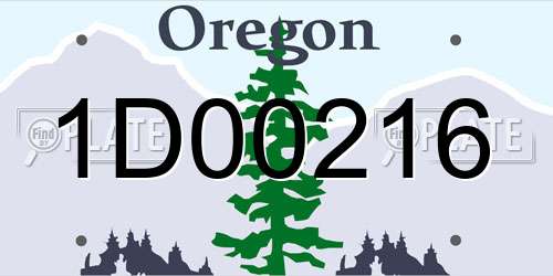 1D00216 Oregon License Plate