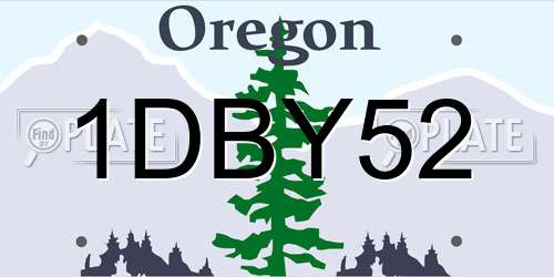 1DBY52 Oregon License Plate