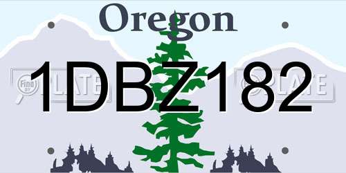 1DBZ182 Oregon License Plate