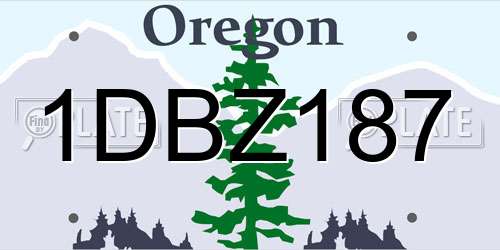 1DBZ187 Oregon License Plate