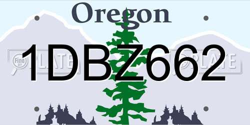 1DBZ662 Oregon License Plate