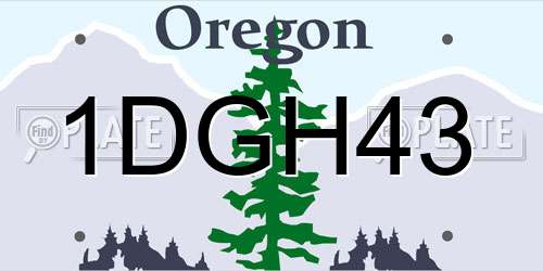 1DGH43 Oregon License Plate