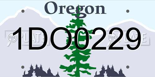 1DO0229 Oregon License Plate