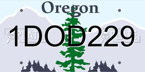 1DOD229 Oregon License Plate