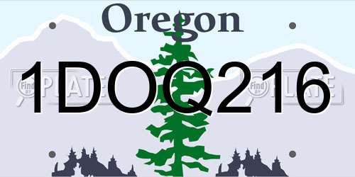 1DOQ216 Oregon License Plate