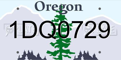 1DQ0729 Oregon License Plate