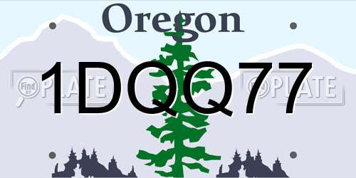 1DQQ77 Oregon License Plate