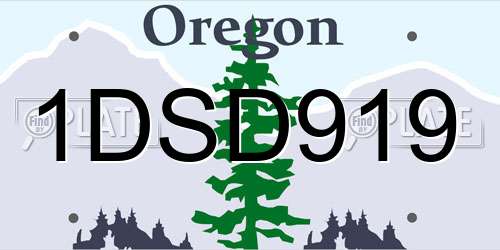 1DSD919 Oregon License Plate