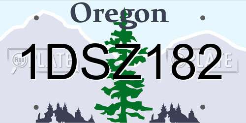1DSZ182 Oregon License Plate