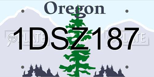 1DSZ187 Oregon License Plate