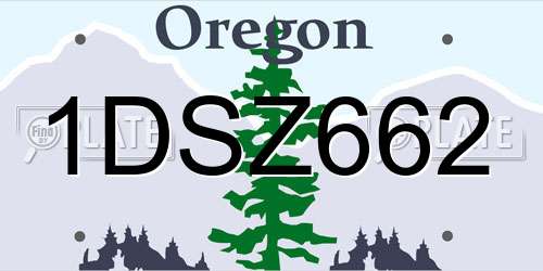 1DSZ662 Oregon License Plate