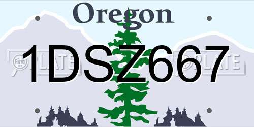 1DSZ667 Oregon License Plate