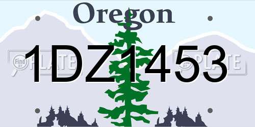1DZ1453 Oregon License Plate