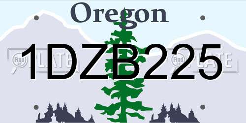 1DZB225 Oregon License Plate