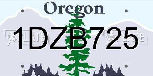 1DZB725 Oregon License Plate