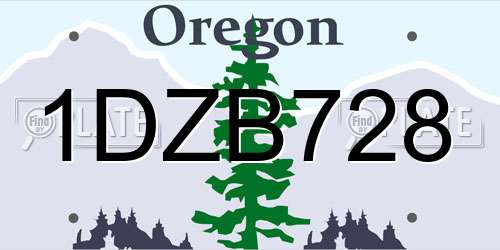 1DZB728 Oregon License Plate