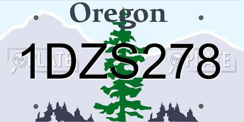 1DZS278 Oregon License Plate