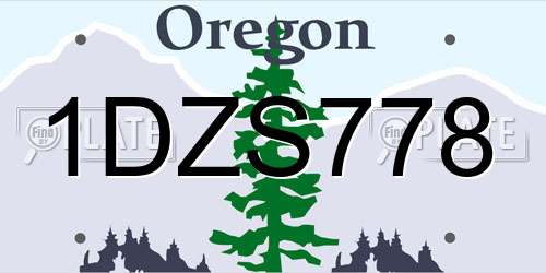 1DZS778 Oregon License Plate