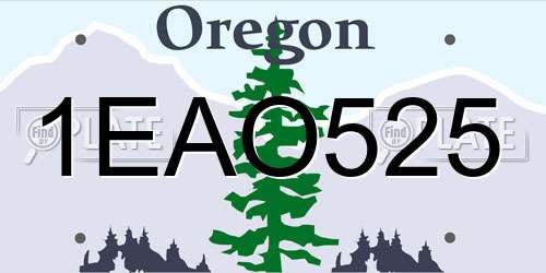 1EAO525 Oregon License Plate