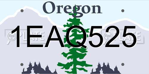 1EAQ525 Oregon License Plate