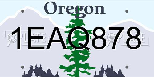 1EAQ878 Oregon License Plate