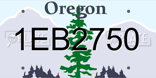 1EB2750 Oregon License Plate