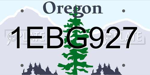 1EBG927 Oregon License Plate