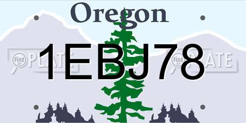 1EBJ78 Oregon License Plate