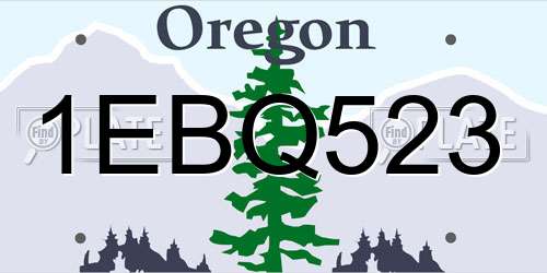 1EBQ523 Oregon License Plate