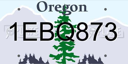 1EBQ873 Oregon License Plate