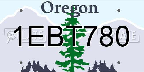 1EBT780 Oregon License Plate