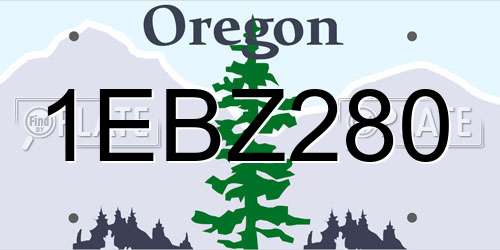 1EBZ280 Oregon License Plate