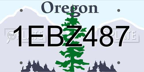 1EBZ487 Oregon License Plate