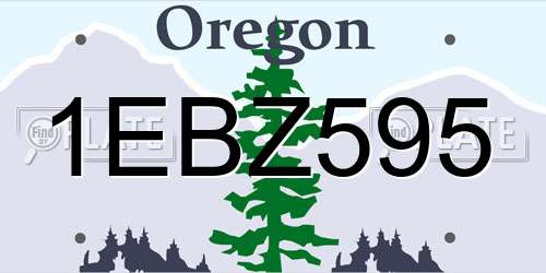 1EBZ595 Oregon License Plate